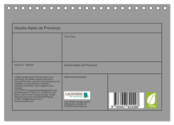 Produktbild: Hautes Alpes de Provence (Tischkalender 2026 DIN A5 quer), CALVENDO Monatskalender