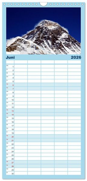 Produktbild: Familienplaner 2026 - Himalaya - Tr&auml;ume mit 5 Spalten (Wandkalender, 21 x 45 cm) CALVENDO