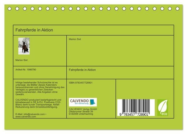 Produktbild: Fahrpferde in Aktion (Tischkalender 2026 DIN A5 quer), CALVENDO Monatskalender