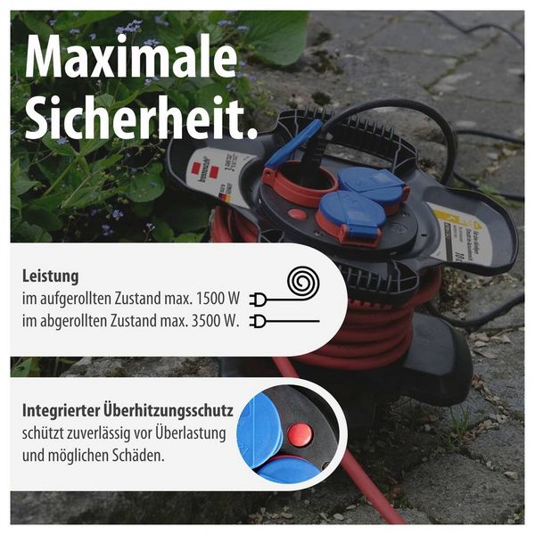 Produktbild: Brennenstuhl 1169710100 Kabeltrommel 10 m Rot Schutzkontakt-Stecker