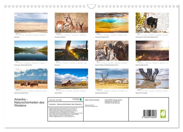 Produktbild: Amerika - Natursch&ouml;nheiten des Westens (Wandkalender 2026 DIN A3 quer), CALVENDO Monatskalender