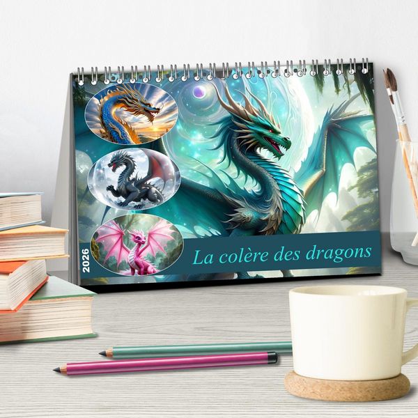 Produktbild: La col&egrave;re des dragons (Calendrier de bureau 2026 DIN A5 vertical), CALVENDO calendrier mensuel