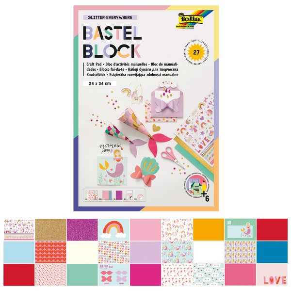 Produktbild: folia Bastelblock Glitter Everywhere 24x34cm 27 Blatt