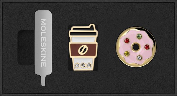 Produktbild: Moleskine Country Pins USA Ostk&uuml;ste (2er-Set), Donut + Kaffebecher