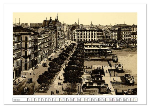 Produktbild: Hamburg: Die Hafenstadt auf historischen Stichen (Tischkalender 2026 DIN A5 quer), CALVENDO Monatskalender