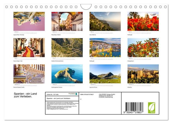 Produktbild: Spanien - ein Land zum Verlieben. (Wandkalender 2026 DIN A4 quer), CALVENDO Monatskalender