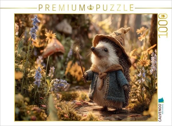 Produktbild: CALVENDO Puzzle Magischer Igel mit Zauberstab im Wald | 1000 Teile Lege-Gr&ouml;&szlig;e 64x48cm Foto-Puzzle f&uuml;r gl&uuml;ckliche Stunden