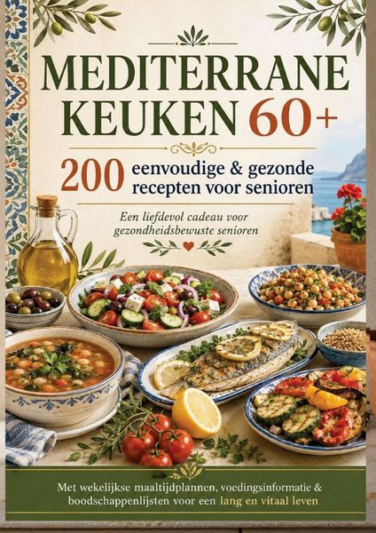 Produktbild: MEDITERRANE KEUKEN 60+ 200 eenvoudige & gezonde recepten voor senioren(Een liefdevol cadeau voor gezondheidsbewuste senioren )