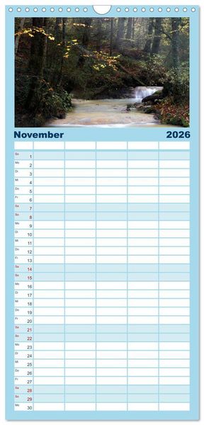 Produktbild: Familienplaner 2026 - Waldb&auml;che - Im Wandel der Jahreszeiten mit 5 Spalten (Wandkalender, 21 x 45 cm) CALVENDO