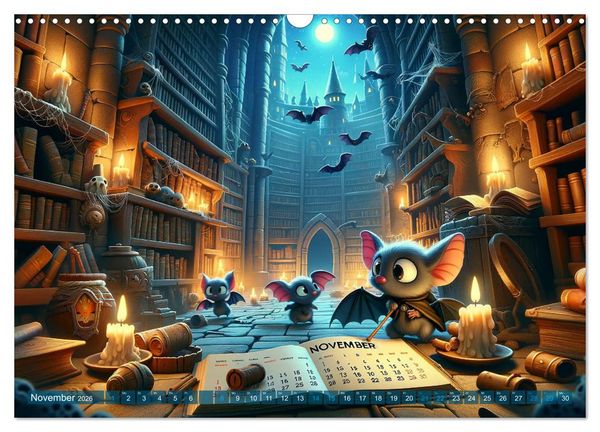 Produktbild: Fl&uuml;gel der Nacht: Abenteuer der kleinen Vampire (Wandkalender 2026 DIN A3 quer), CALVENDO Monatskalender