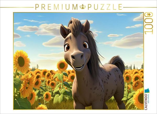 Produktbild: CALVENDO Puzzle Pony Lorenzo liebt Sonnenblumen | 1000 Teile Lege-Gr&ouml;&szlig;e 64x48cm Foto-Puzzle f&uuml;r gl&uuml;ckliche Stunden