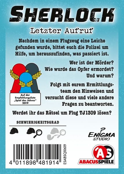 Produktbild: Sherlock - Letzter Aufruf (Spiel)