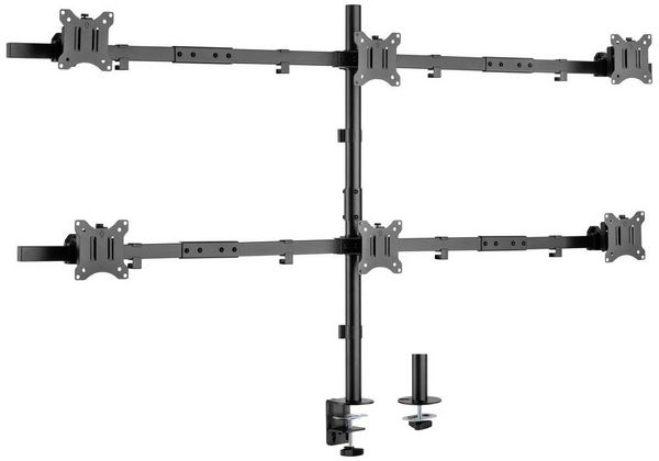 Produktbild: SpeaKa Professional Monitor-Tischhalterung SP-MM-1010 6 Display(s) 43,2 cm (17") - 81,3 cm (32") Schwarz (RAL 7001) Neigbar, Schwenkbar