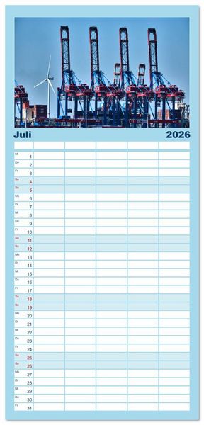 Produktbild: Familienplaner 2026 - Freie Hansestadt Hamburg mit 5 Spalten (Wandkalender, 21 x 45 cm) CALVENDO