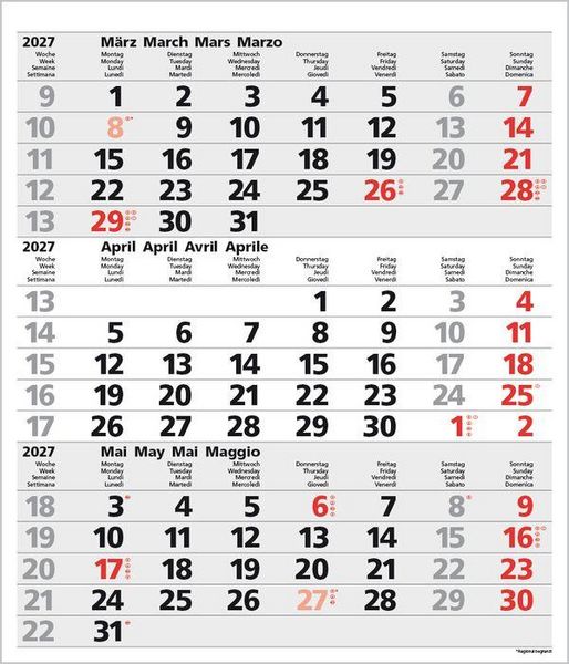 Produktbild: 3-Monats-Planer Comfort Grau 2027