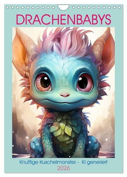 Drachenbabys (Wandkalender 2026 DIN A4 hoch), CALVENDO Monatskalender