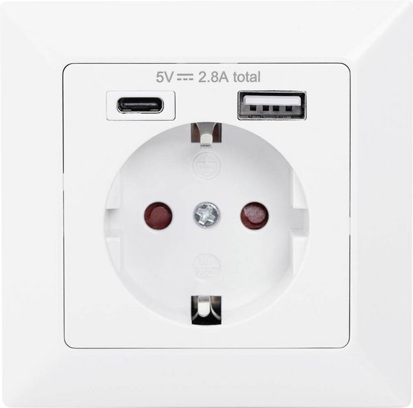 Produktbild: Digitus DA-70615 Unterputz-Steckdose mit USB Wei&szlig;