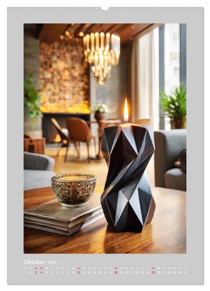 Produktbild: Formen des Lichts. Elegante Kerzenhalter in kunstvollen Interieurs (hochwertiger Premium Wandkalender 2026 DIN A2 hoch), Kunstdruck in Hochglanz