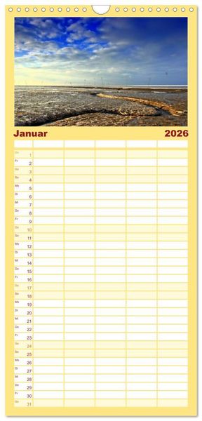 Produktbild: Familienplaner 2026 - Nordseebad Wremen - Strandimpressionen mit 5 Spalten (Wandkalender, 21 x 45 cm) CALVENDO