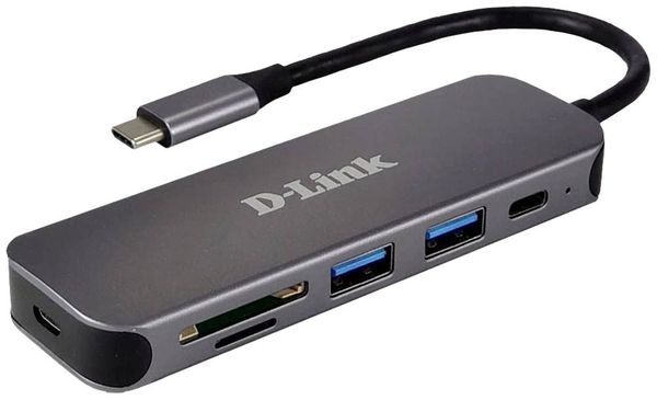 D-Link DUB-2325/E USB-Hub 2+2 Port USB-A, USB-C , SD, microSD USB 3.0 5 GBit/s mit USB-C Stecker Anthrazit DUB-2325/E