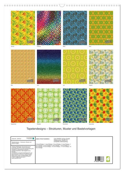 Produktbild: Tapetendesigns &ndash; Strukturen, Muster und Bastelvorlagen (Wandkalender 2026 DIN A2 hoch), CALVENDO Monatskalender