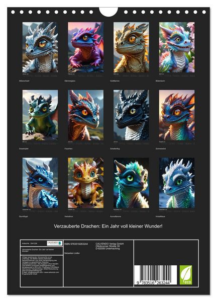 Produktbild: Verzauberte Drachen: Ein Jahr voll kleiner Wunder! (Wandkalender 2026 DIN A4 hoch), CALVENDO Monatskalender