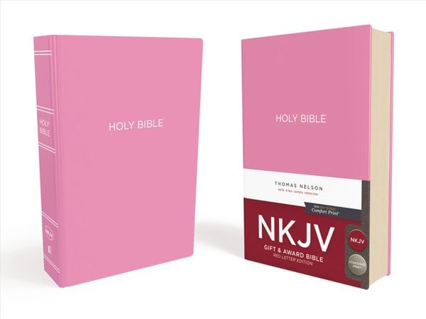 Produktbild: NKJV, Gift and Award Bible, Leather-Look, Pink, Red Letter, Comfort Print