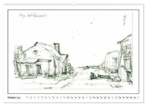 Produktbild: Rembrandt Landschaften wgVoigt (hochwertiger Premium Wandkalender 2026 DIN A2 quer), Kunstdruck in Hochglanz