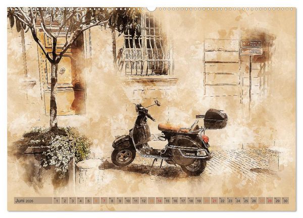 Produktbild: Mototrroller - Vesparade (hochwertiger Premium Wandkalender 2026 DIN A2 quer), Kunstdruck in Hochglanz