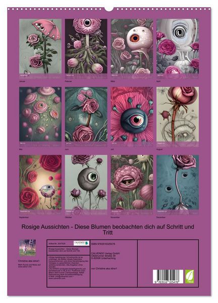 Produktbild: Rosige Aussichten - Diese Blumen beobachten dich auf Schritt und Tritt (hochwertiger Premium Wandkalender 2026 DIN A2 hoch), Kunstdruck in Hochglanz