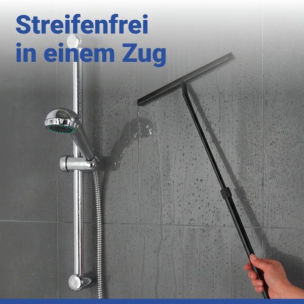 Produktbild: Teleskop Duschabzieher Schwarz, aus rostfreiem Edelstahl, stufenlos ausziehbar