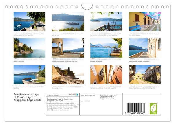 Produktbild: Mediterraneo - Lago di Como, Lago Maggiore, Lago d'Orta (Wandkalender 2026 DIN A4 quer), CALVENDO Monatskalender