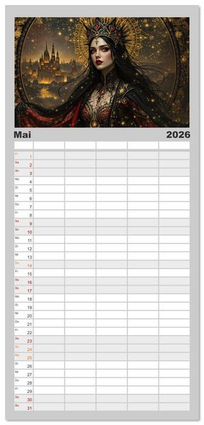 Produktbild: Familienplaner 2026 - Goth Fantasie mit 5 Spalten (Wandkalender, 21 x 45 cm) CALVENDO