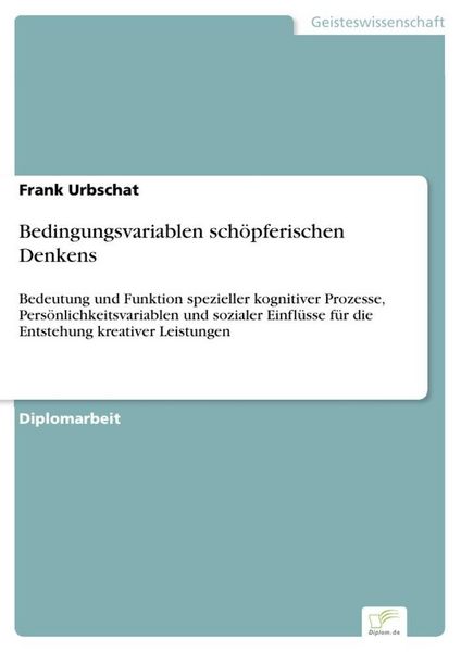 Produktbild: Bedingungsvariablen sch&ouml;pferischen Denkens