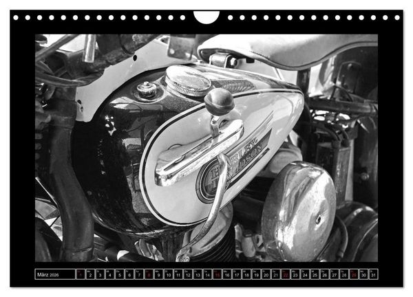 Produktbild: Harley Davidson WLA 750 in Schwarzweiss (Wandkalender 2026 DIN A4 quer), CALVENDO Monatskalender
