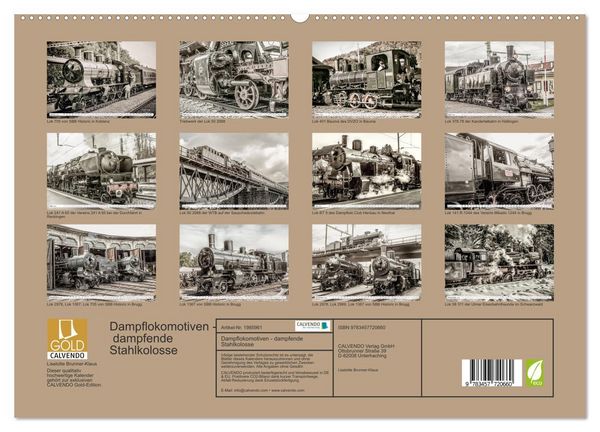Produktbild: Dampflokomotiven - dampfende Stahlkolosse (hochwertiger Premium Wandkalender 2026 DIN A2 quer), Kunstdruck in Hochglanz