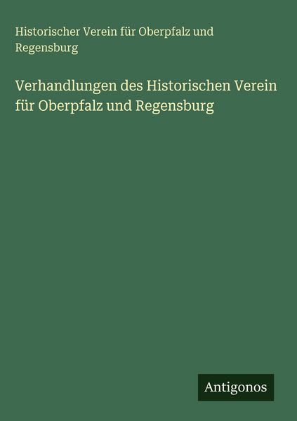 Produktbild: Verhandlungen des Historischen Verein f&uuml;r Oberpfalz und Regensburg