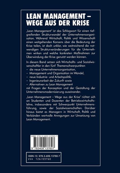 Produktbild: Lean Management &mdash; Wege aus der Krise