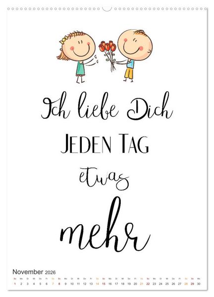 Produktbild: Liebesspr&uuml;che (hochwertiger Premium Wandkalender 2026 DIN A2 hoch), Kunstdruck in Hochglanz