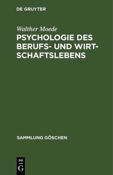 Produktbild: Psychologie des Berufs- und Wirtschaftslebens