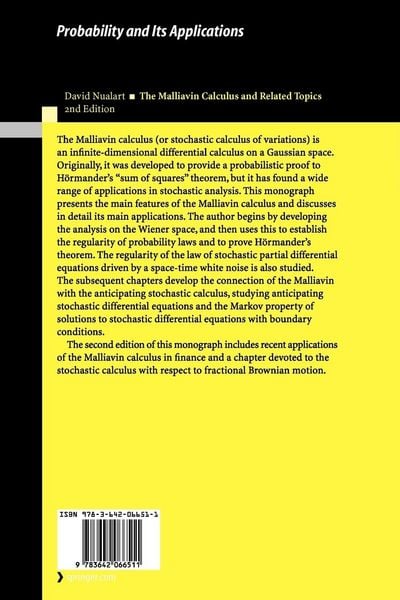 Produktbild: The Malliavin Calculus and Related Topics