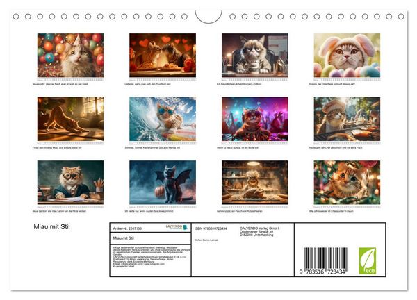 Produktbild: Miau mit Stil (Wandkalender 2026 DIN A4 quer), CALVENDO Monatskalender