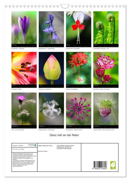 Produktbild: Ganz nah an der Natur (Wandkalender 2026 DIN A3 hoch), CALVENDO Monatskalender