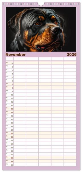 Produktbild: Familienplaner 2026 - Hunde Portr&auml;ts mit 5 Spalten (Wandkalender, 21 x 45 cm) CALVENDO