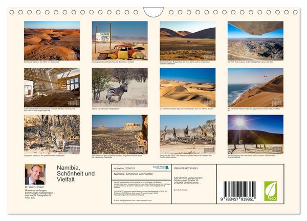 Produktbild: Namibia, Sch&ouml;nheit und Vielfalt (Wandkalender 2026 DIN A4 quer), CALVENDO Monatskalender