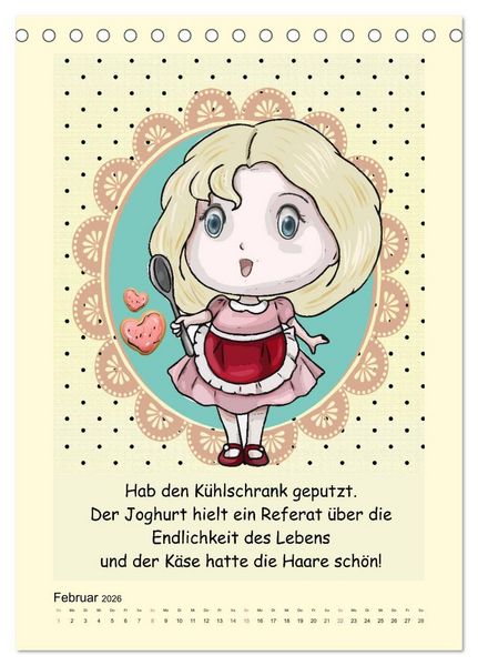 Produktbild: Mampfen und Lachen! Lustige Spr&uuml;che &uuml;ber K&uuml;che, kochen und essen (Tischkalender 2026 DIN A5 hoch), CALVENDO Monatskalender