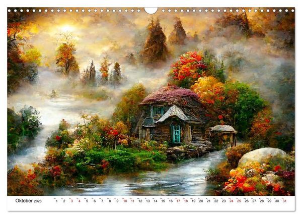 Produktbild: Fantasie Cottages - Ein Jahr durch die M&auml;rchenwelt (Wandkalender 2026 DIN A3 quer), CALVENDO Monatskalender