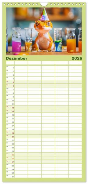 Produktbild: Familienplaner 2026 - Kleine Echsen haben Spass mit 5 Spalten (Wandkalender, 21 x 45 cm) CALVENDO