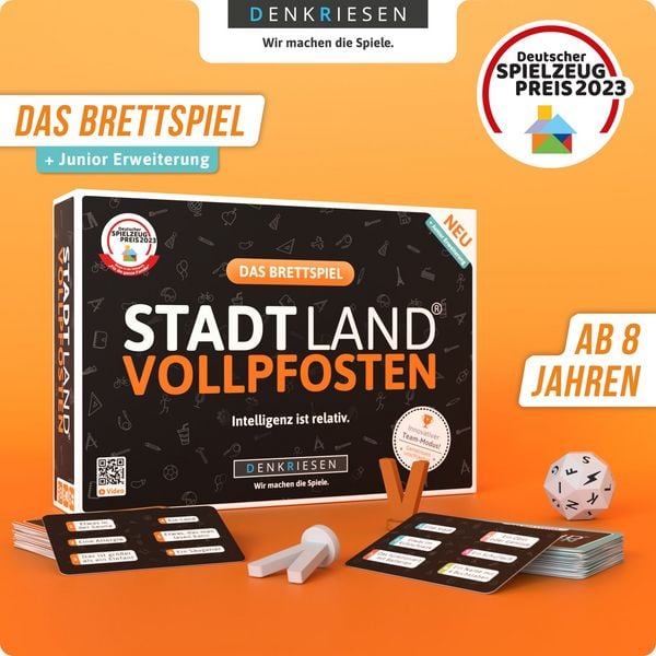 Produktbild: DENKRIESEN - STADT LAND VOLLPFOSTEN&reg; Brettspiel + Junior Erweiterung
