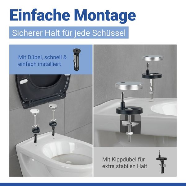 Produktbild: WC Sitz Mod. Samos Grau, Toilettendeckel mit Absenkautomatik